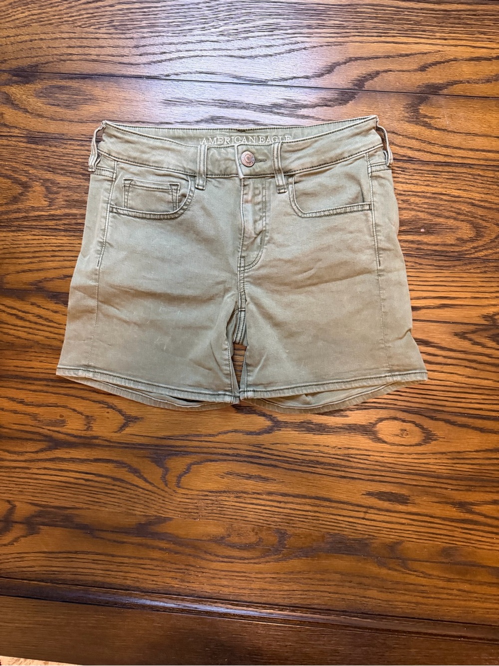 American Eagle Outfitters Women's Olive/Tan Casual Denim Shorts